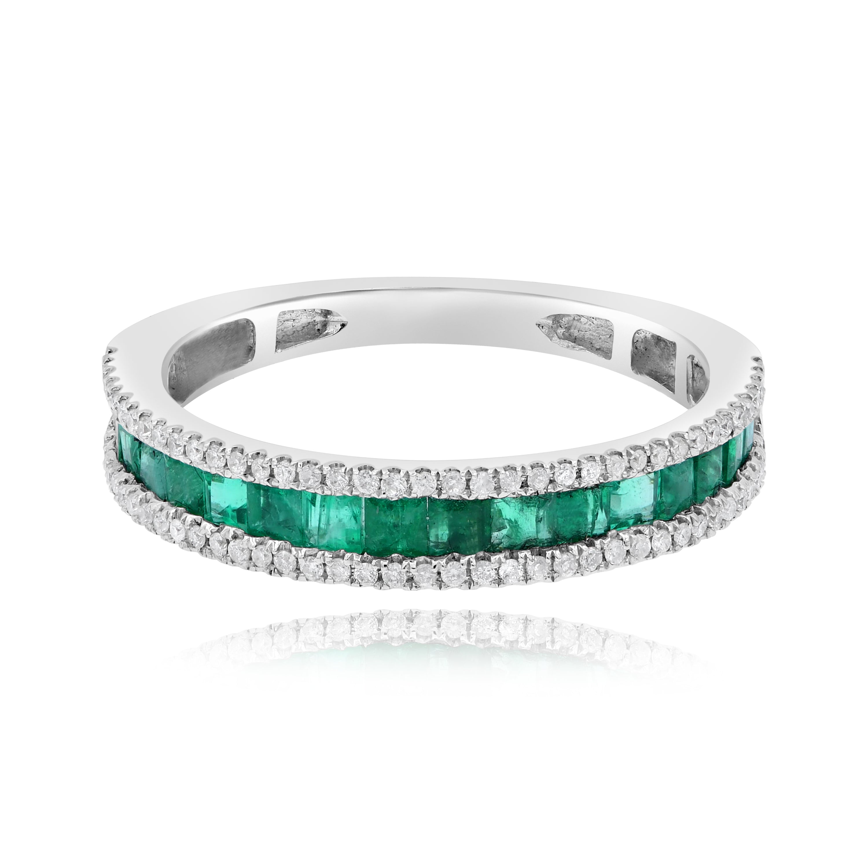 0.82 ct. Emerlad & 0.17 ct. Diamond Triple Row Eternity Band