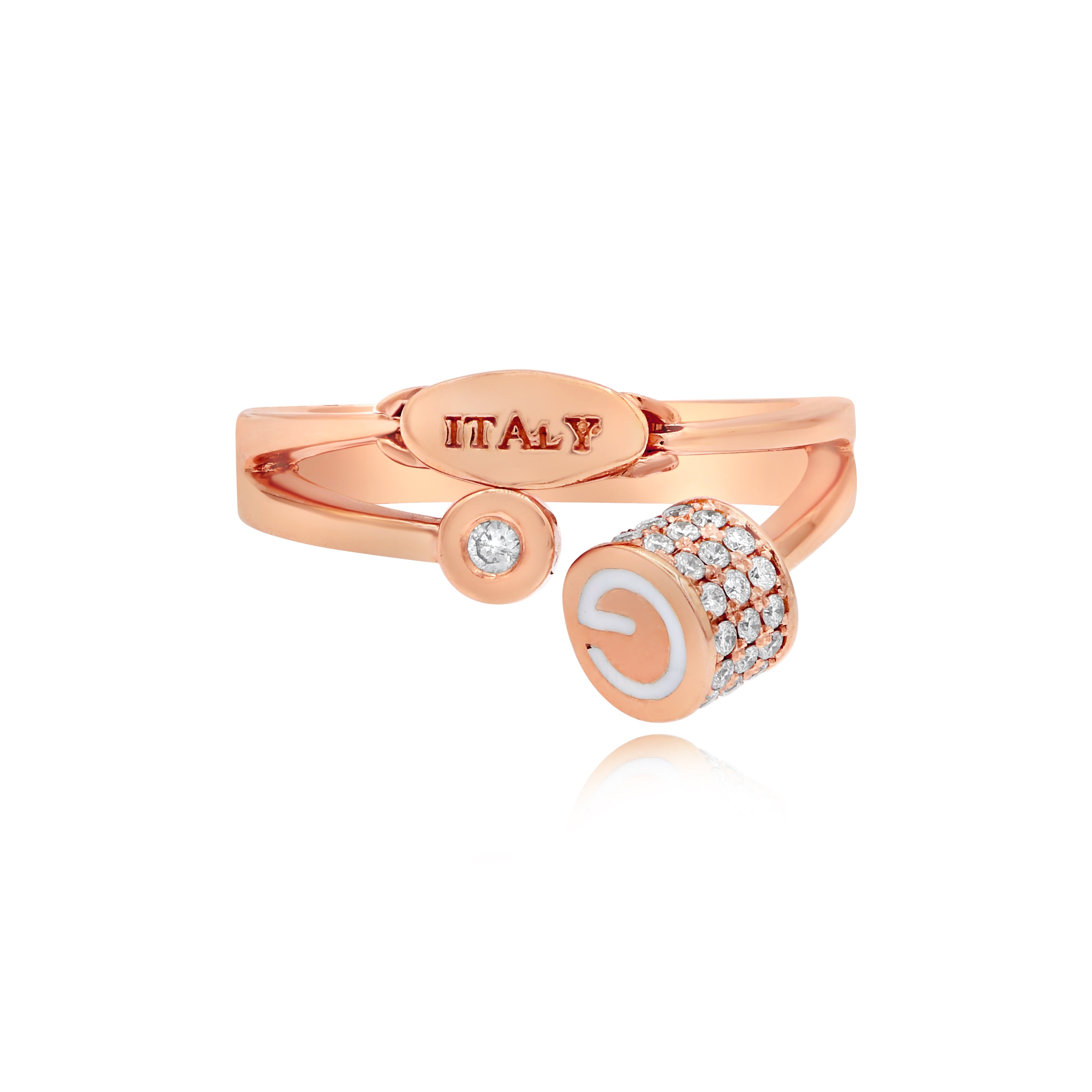 0.25 ct. Diamond 18K Rose Gold 'ITALY' Split Shank & Bypass Ring