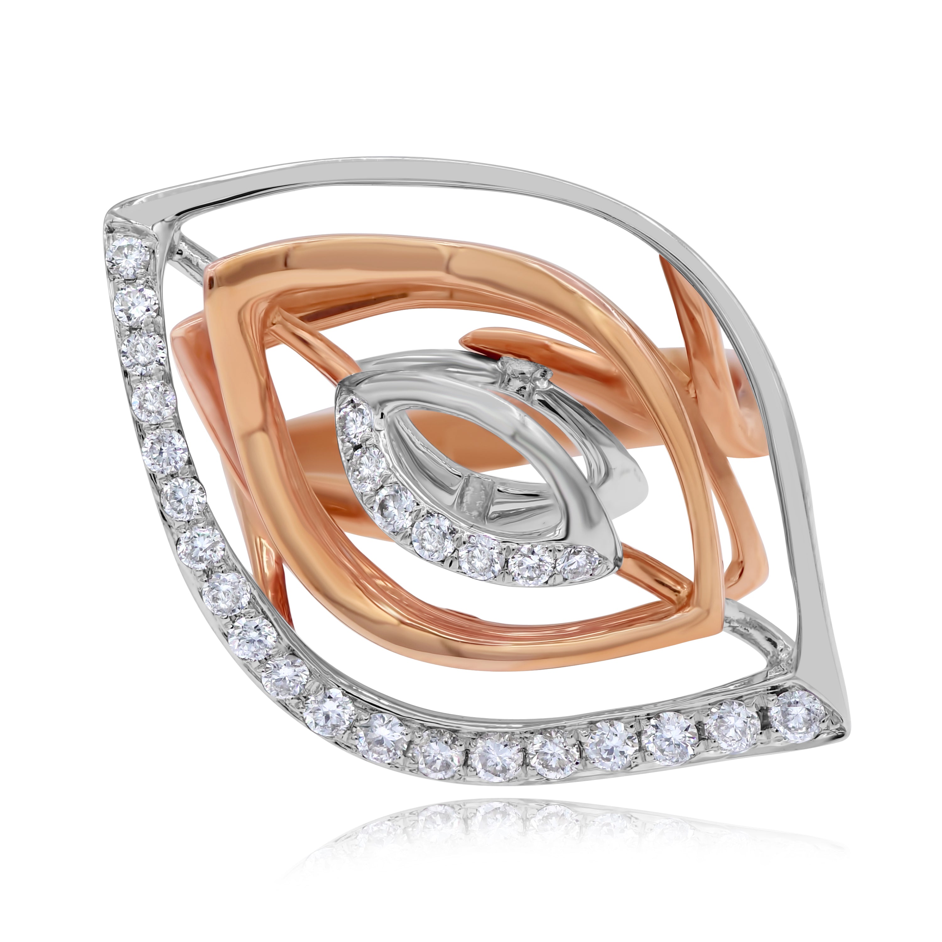 0.49 ct. Diamond 18K Two Tone Gold Leaf Ring