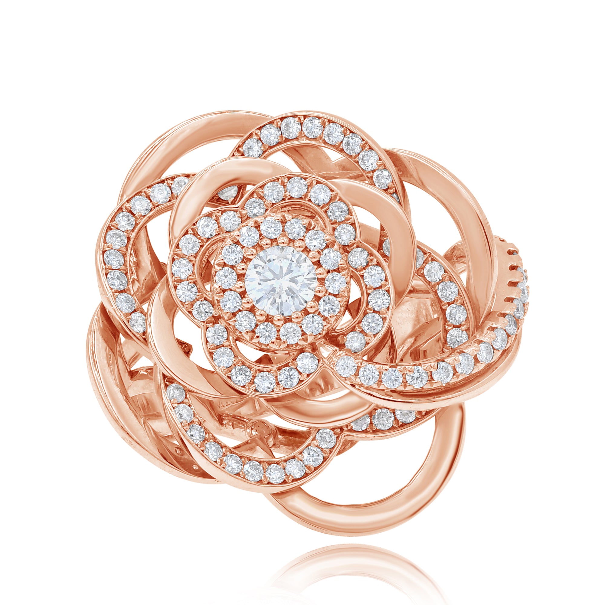 0.96 ct. Diamond 18K Rose Gold Love Knot Statement Ring