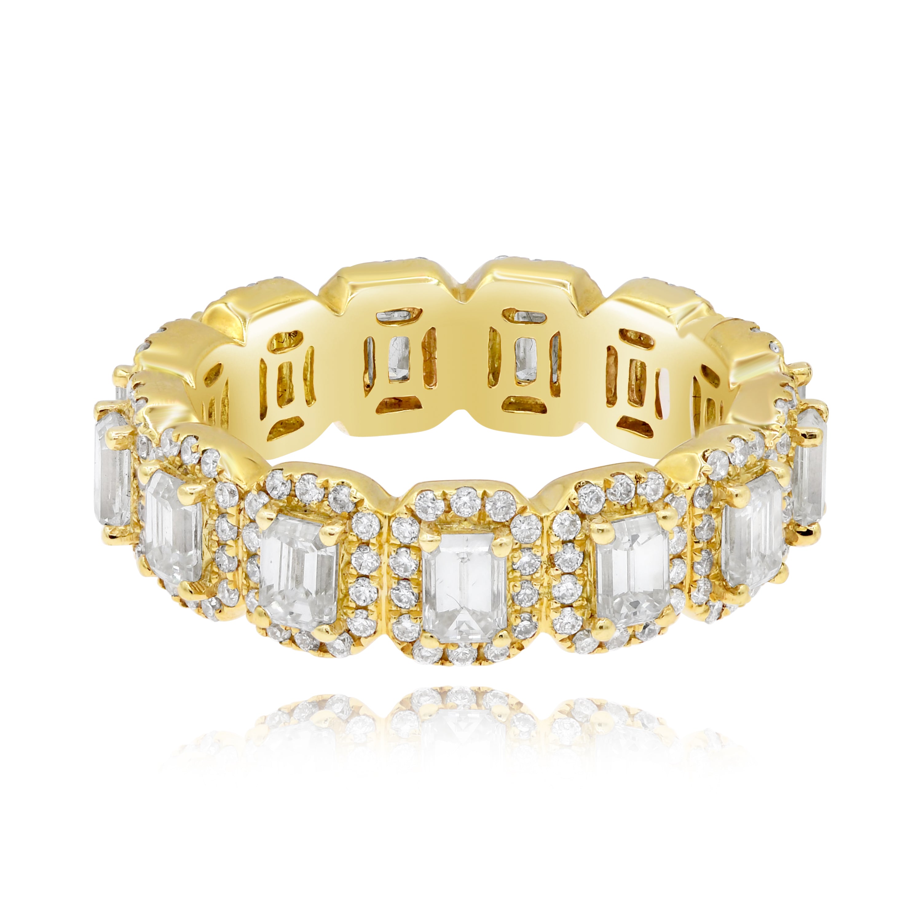 3.23 ct. Diamond 18K Yellow Gold Halo Eternity Band