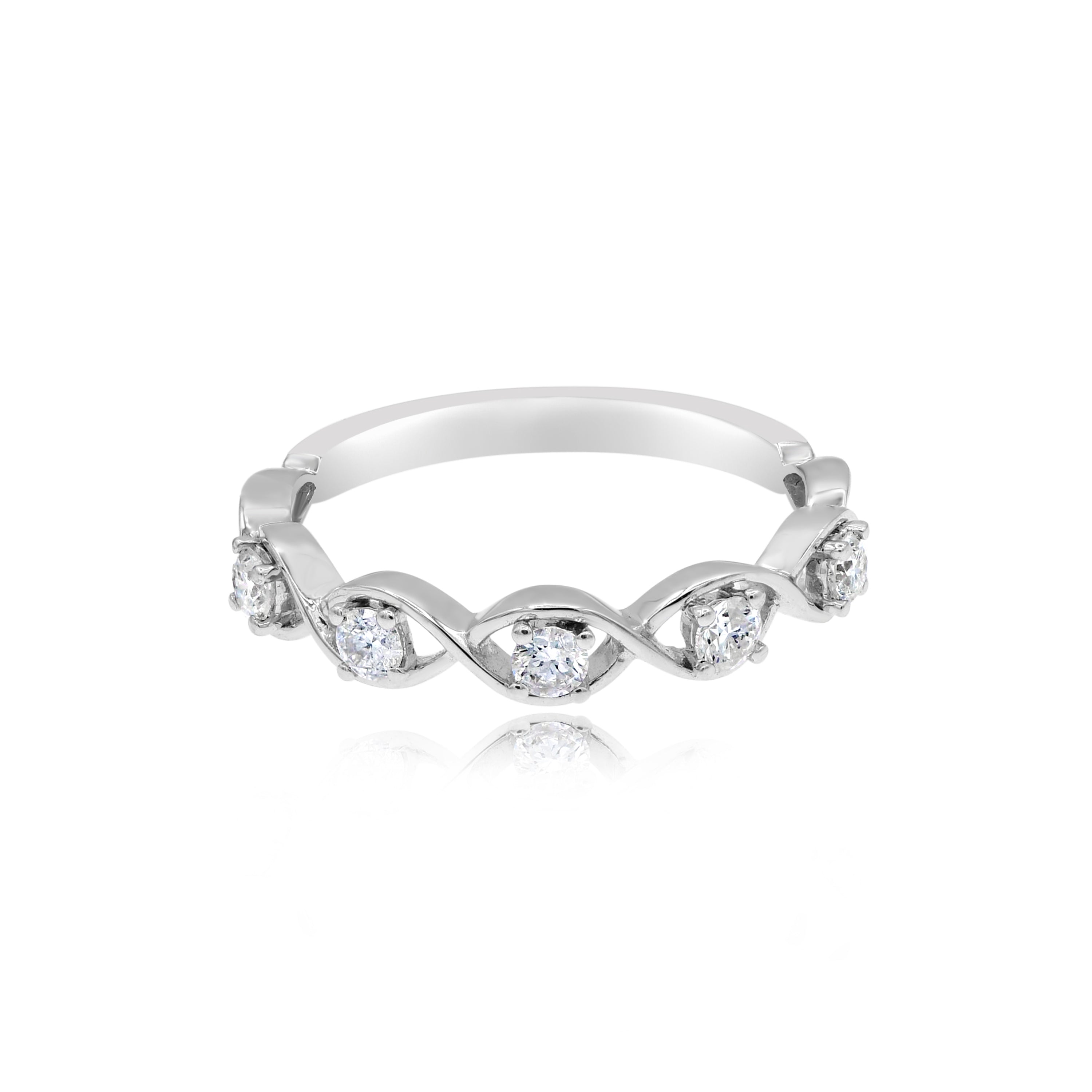 0.34 ct. Diamond 14K White Gold Swirled Half Eternity Band