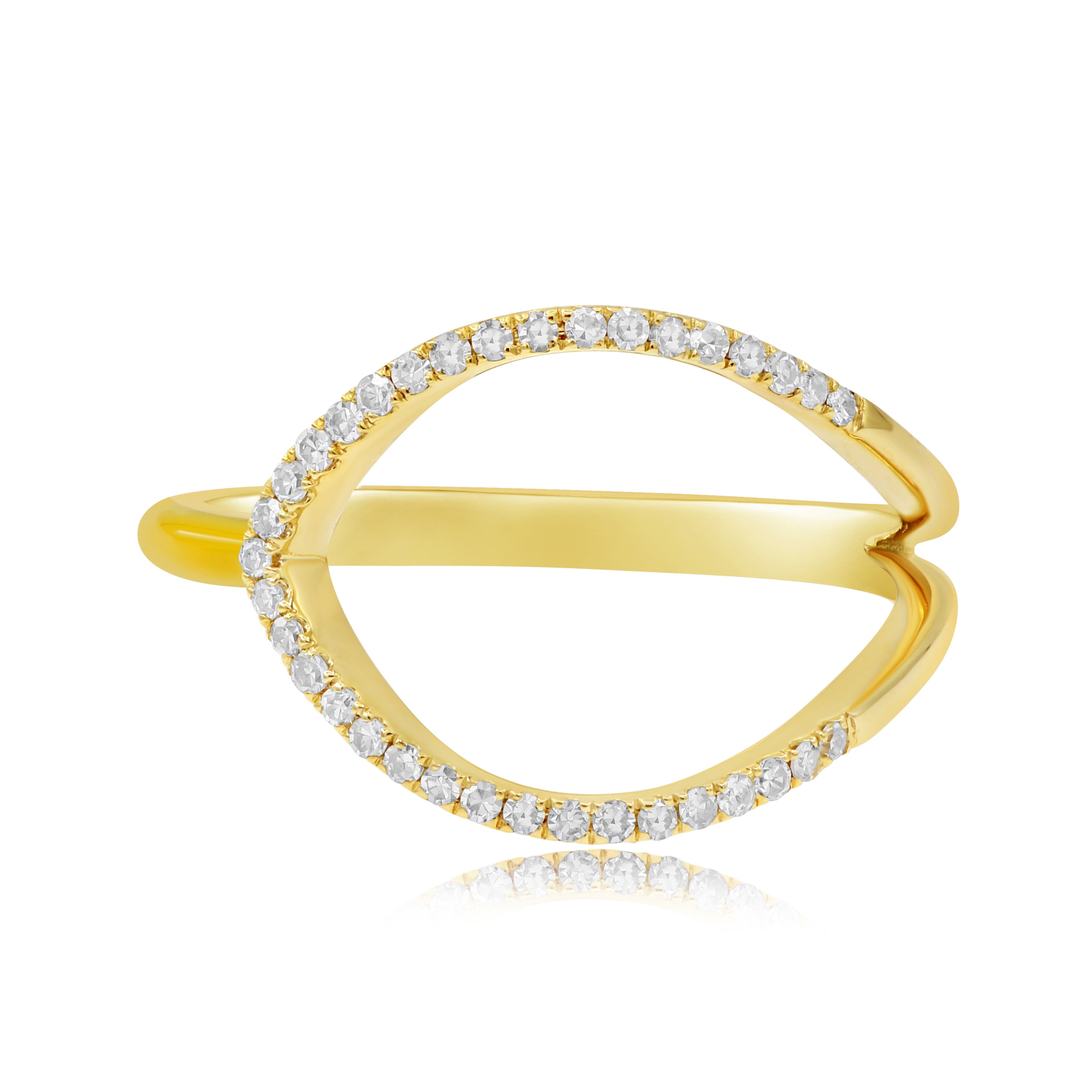 0.19 ct. Diamond 14K Yellow Gold Yellow Enamel Sideways Open Marquise Ring