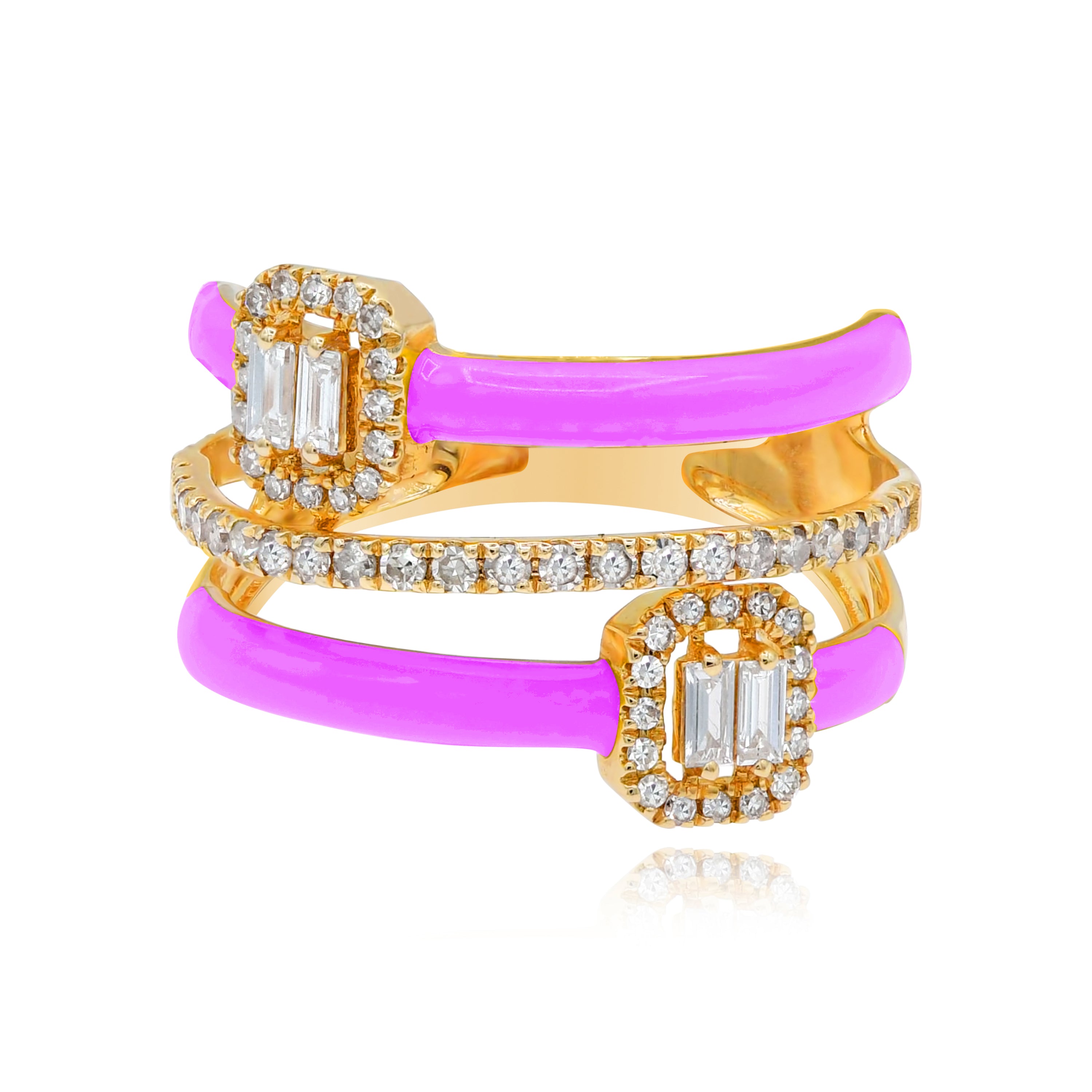 0.51 ct. Diamond 14K Rose Gold Pink Enamel Open Shank Ring