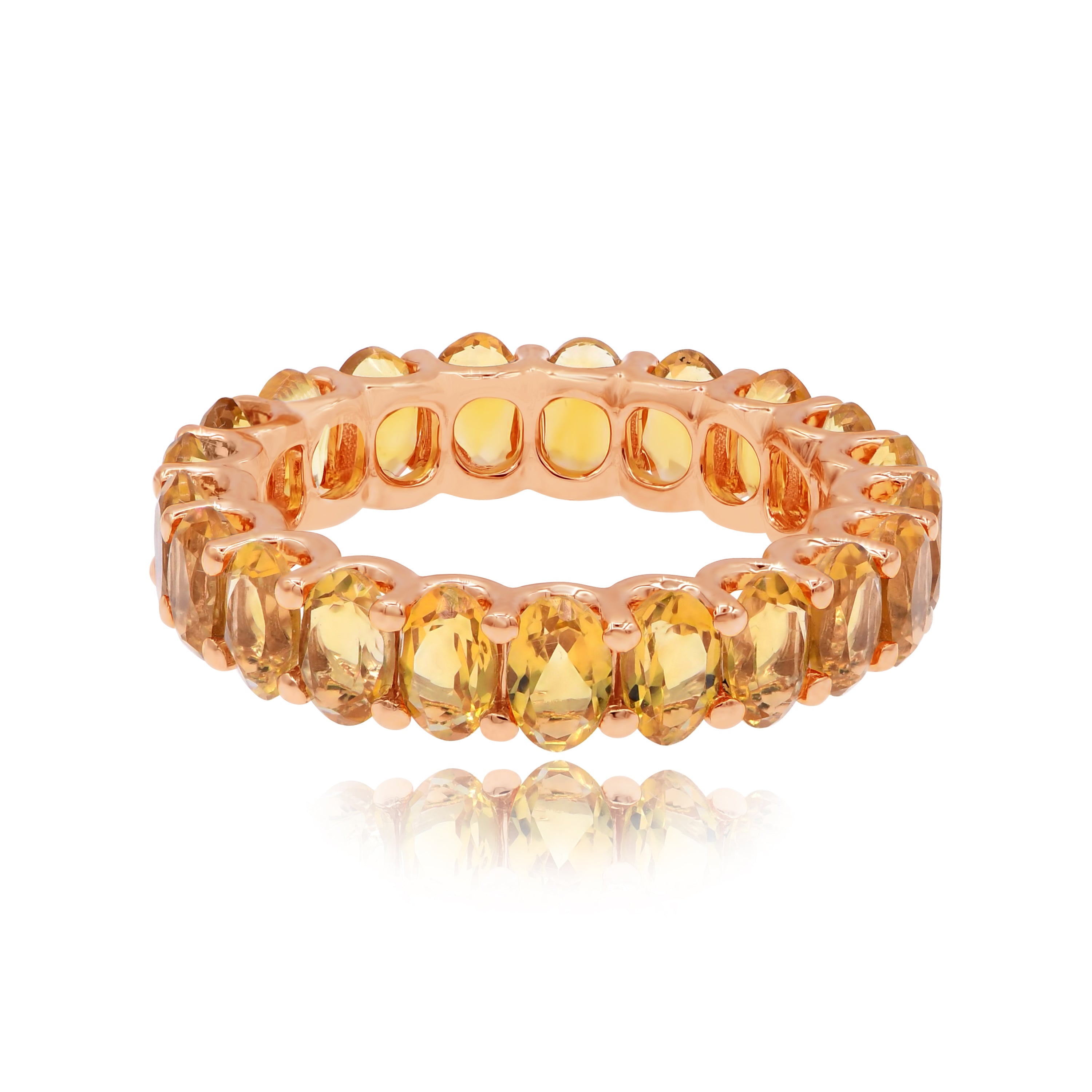 4.62 ct. Citrine 14K Rose Gold Eternity Band Size 7