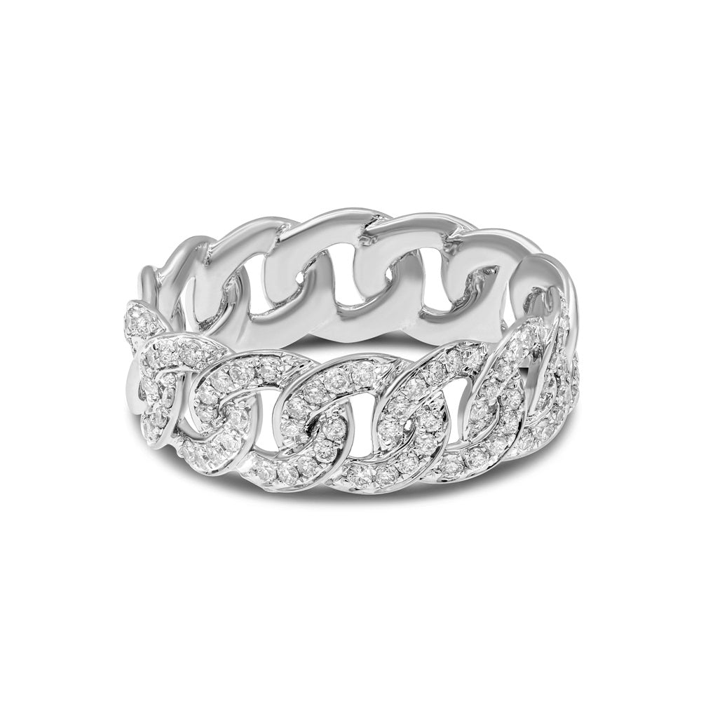 0.61 ct. Diamond 14K White Gold Cuban Link Ring