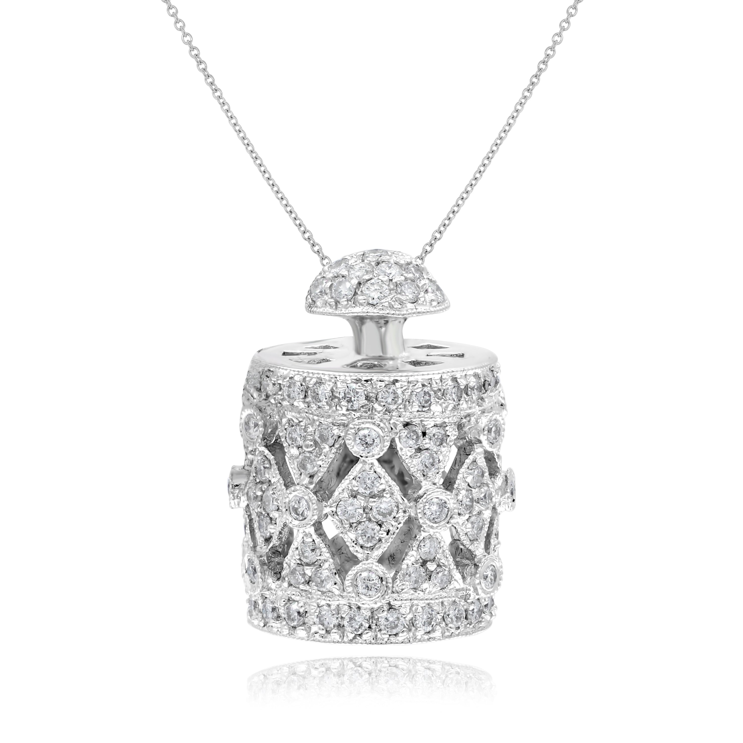0.68 ct. Diamond 14K White Gold Cylinder Openwork Pendant