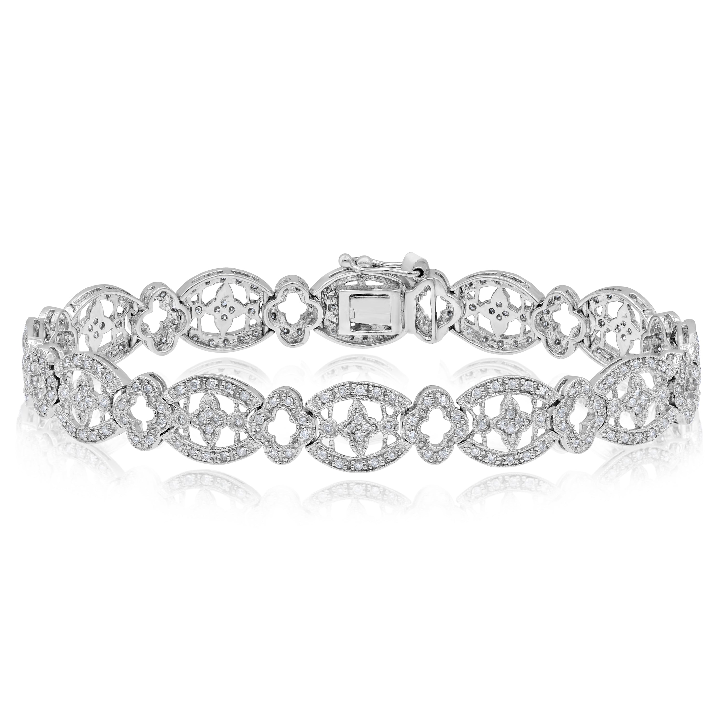 1.42 ct. Diamond 14K White Gold Vintage Link Bracelet