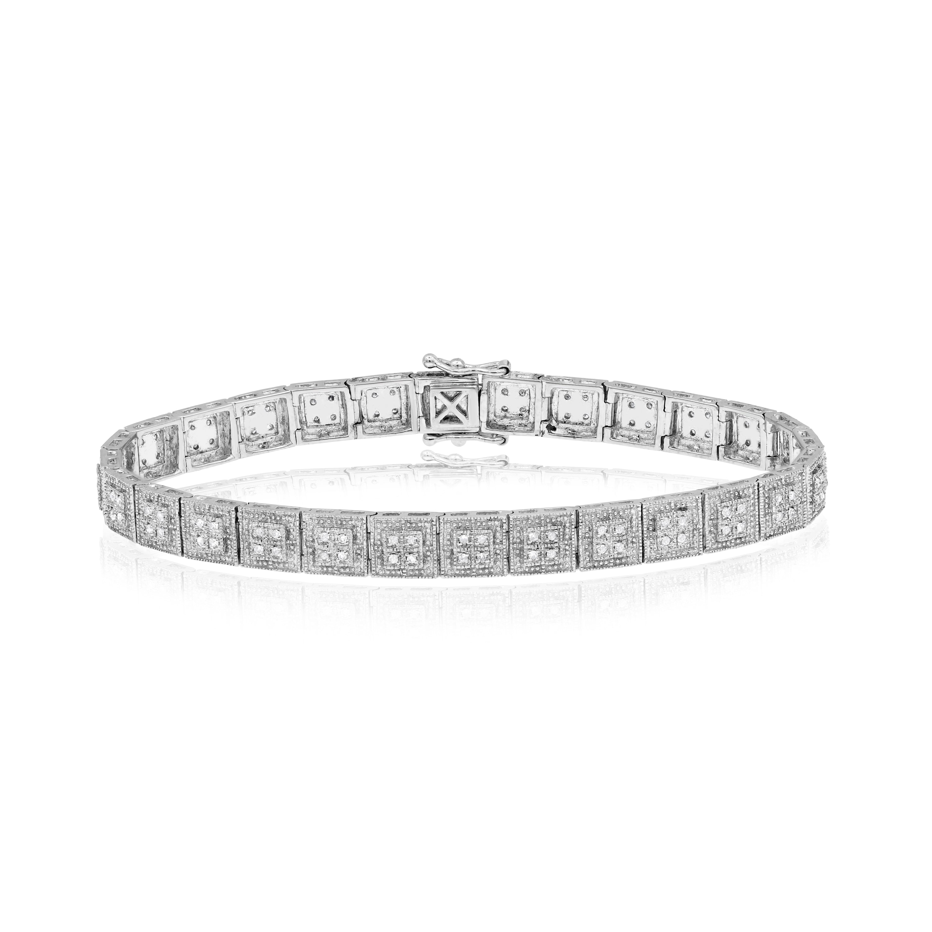 0.45 ct.Diamond 14K White Gold Halo Bracelet