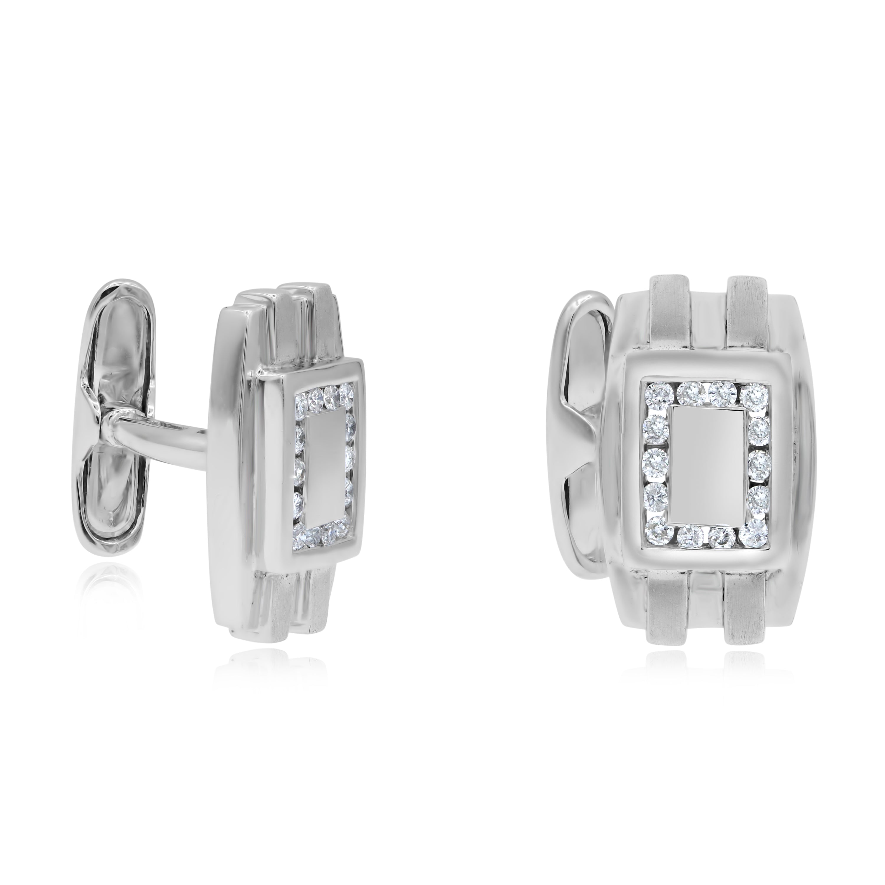 0.4 ct. Diamond 14K White Gold Men's Cufflinks
