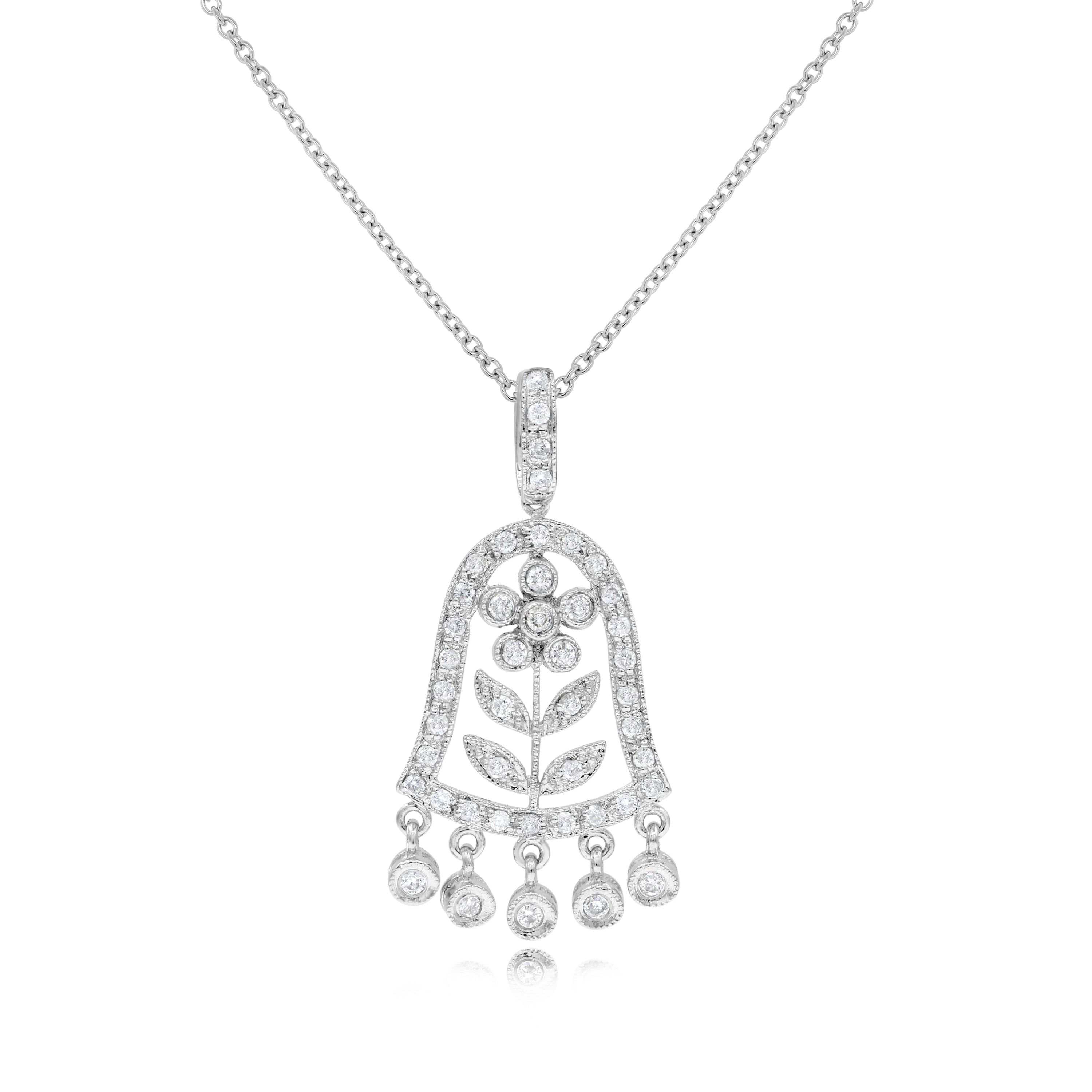 0.41 ct. Diamond 14K White Gold Flower Charm Pendant
