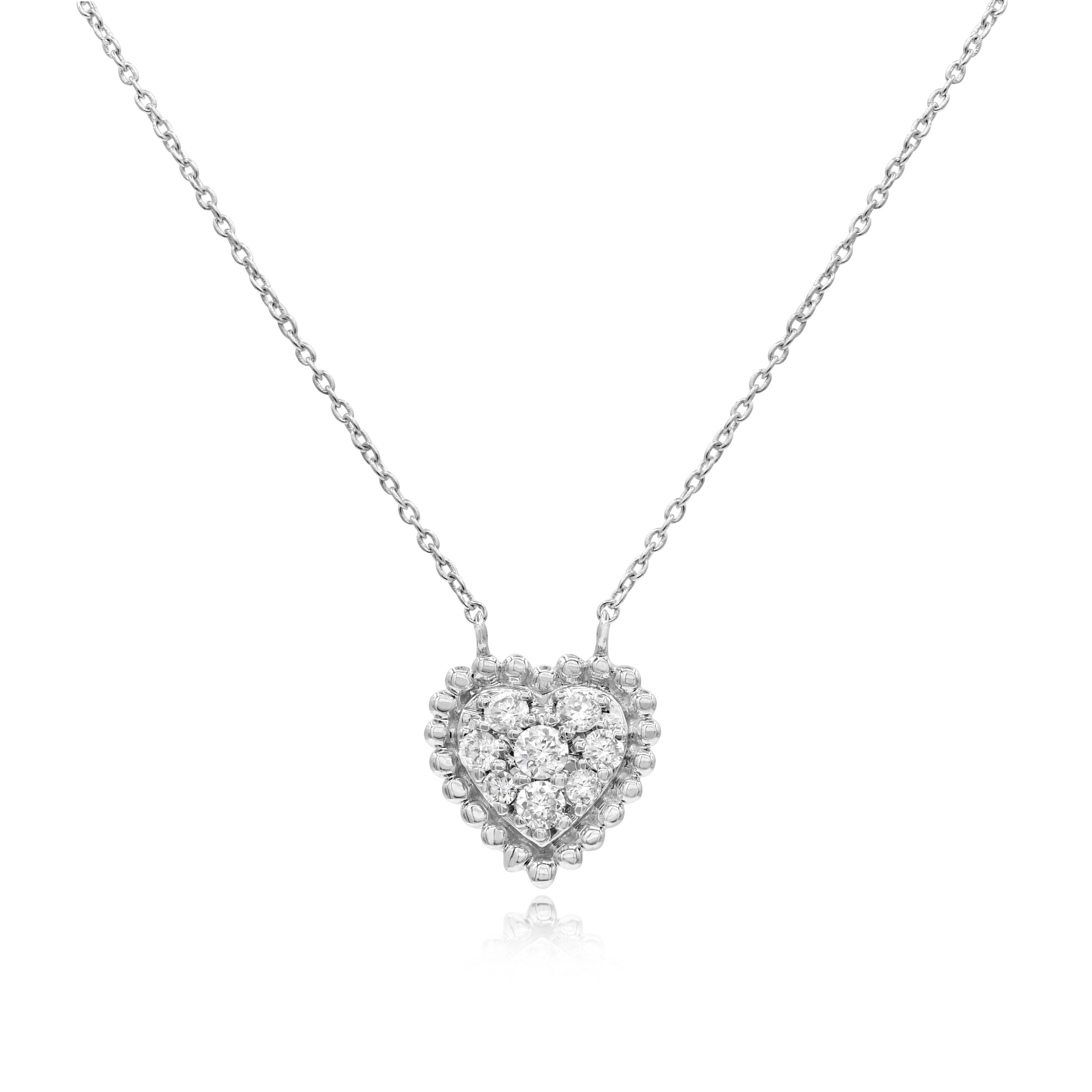 0.2 ct. Diamond 14K White Gold Heart Pendant Necklace 18"
