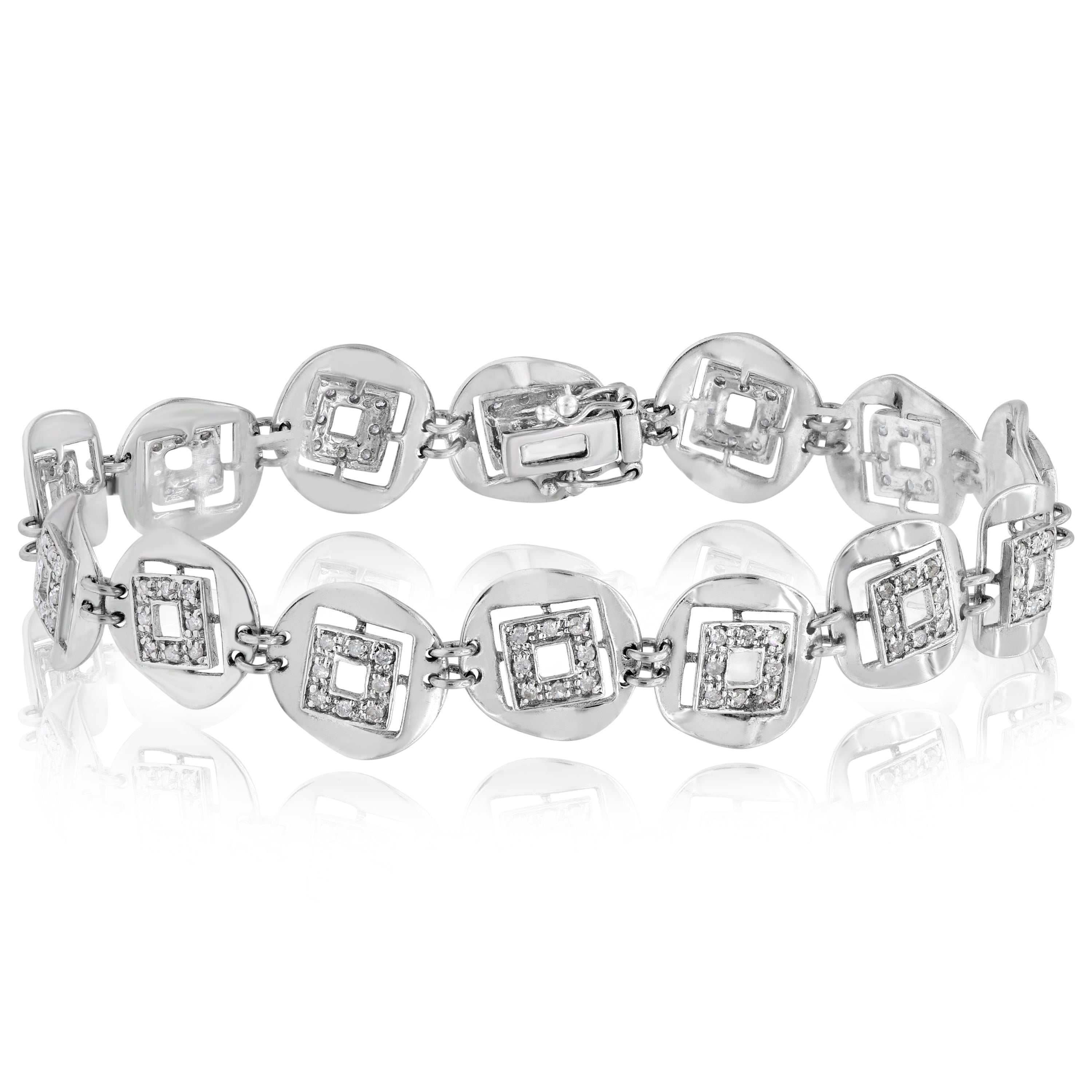 1 ct. Diamond 14K White Gold Square Link Bracelet