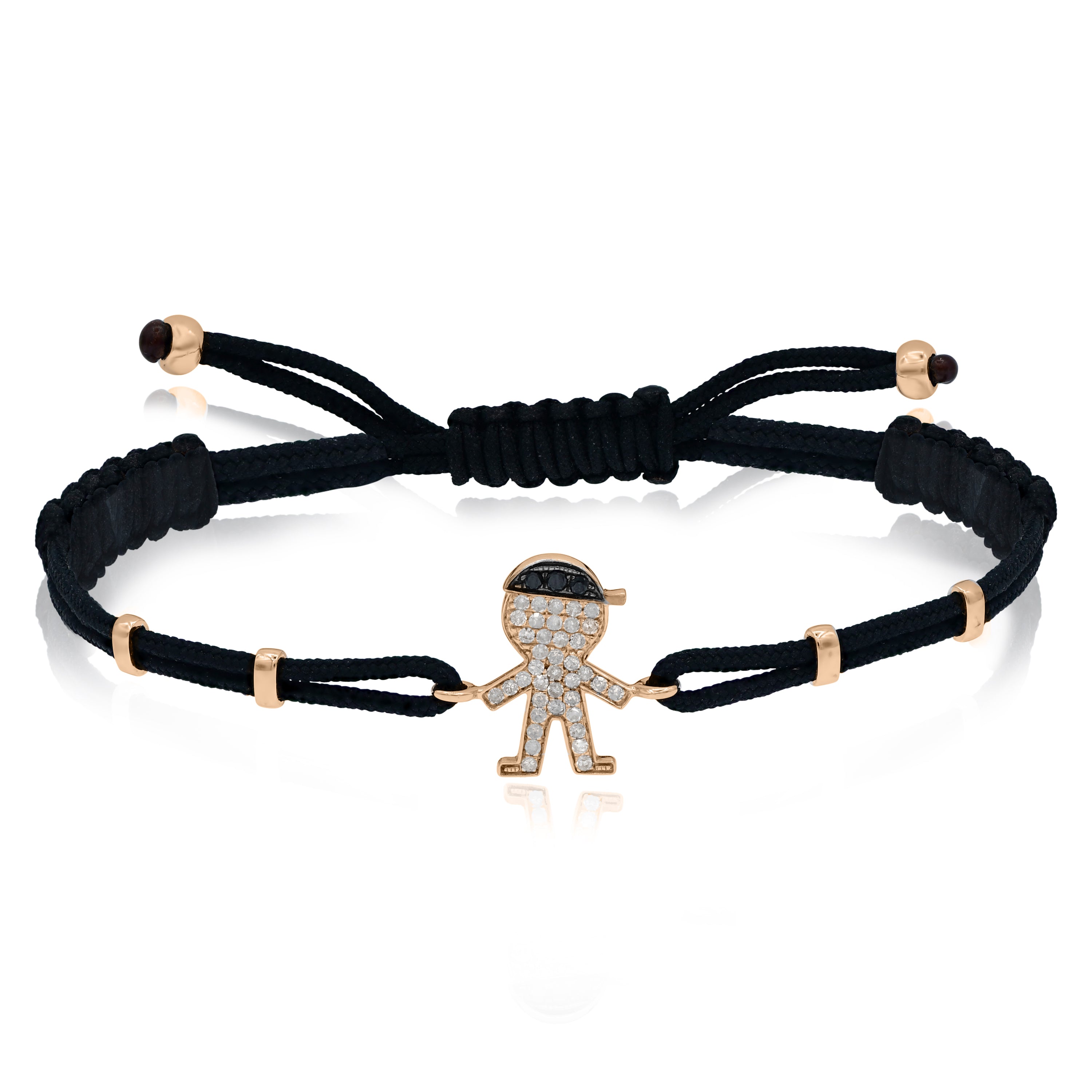 0.3 ct. Black & White Diamond 14K Rose Gold "Bany-Boys" Pull-Cord Bracelet