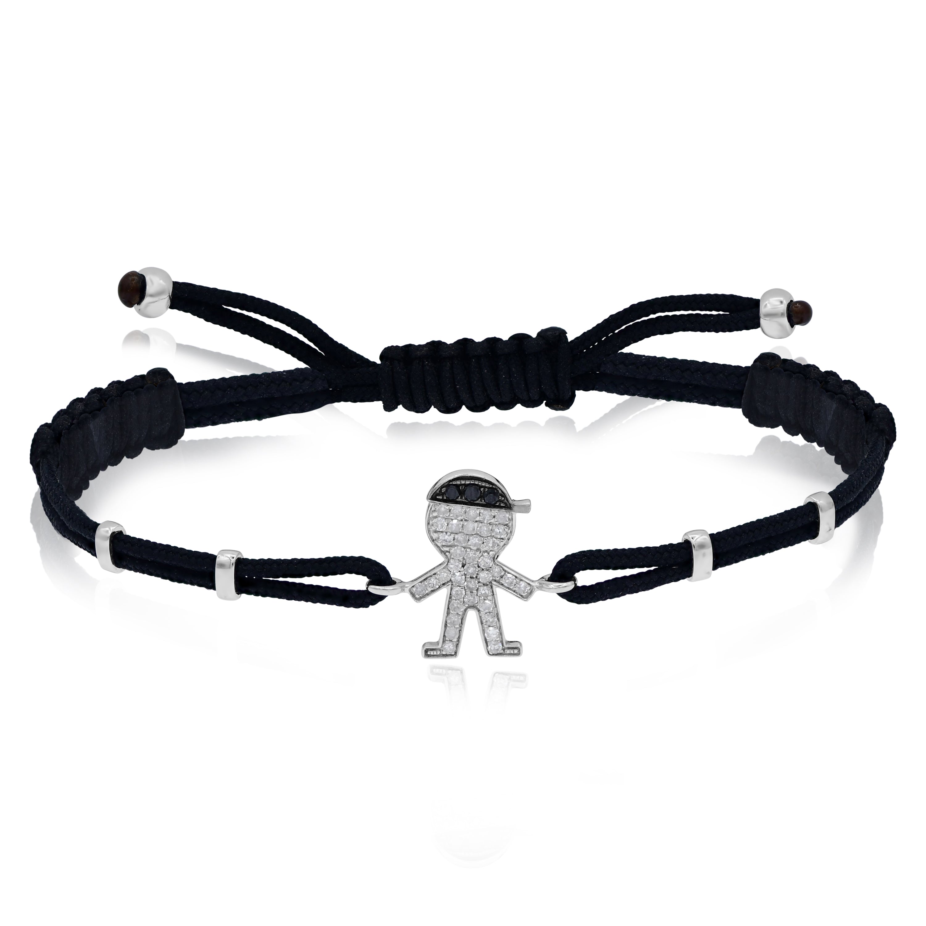 0.3 ct. Black & White Diamond 14K White Gold "Bany-Boys" Pull-Cord Bracelet