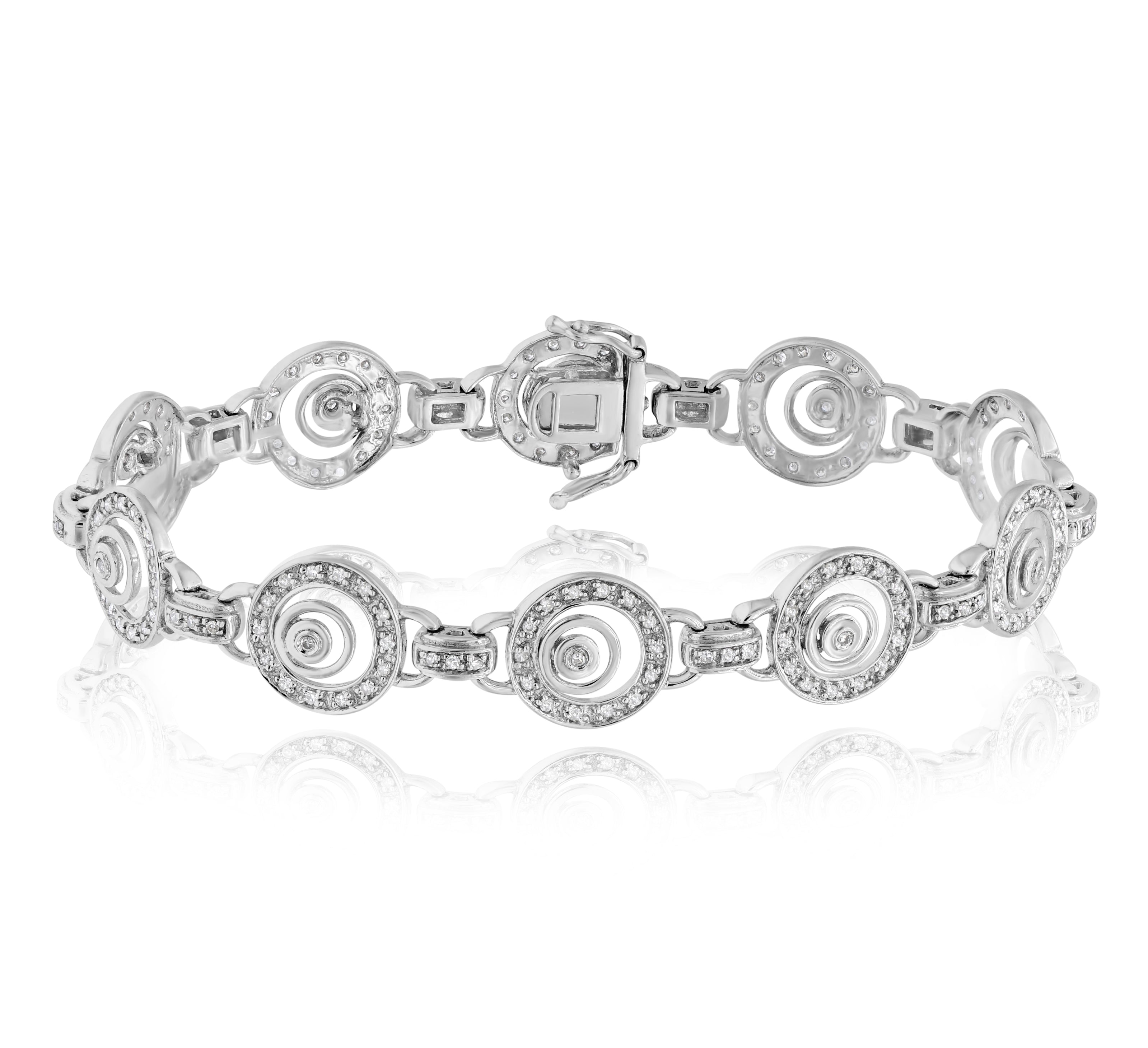 0.89 ct. Diamond 14K White Gold Circle Bar Link Bracelet