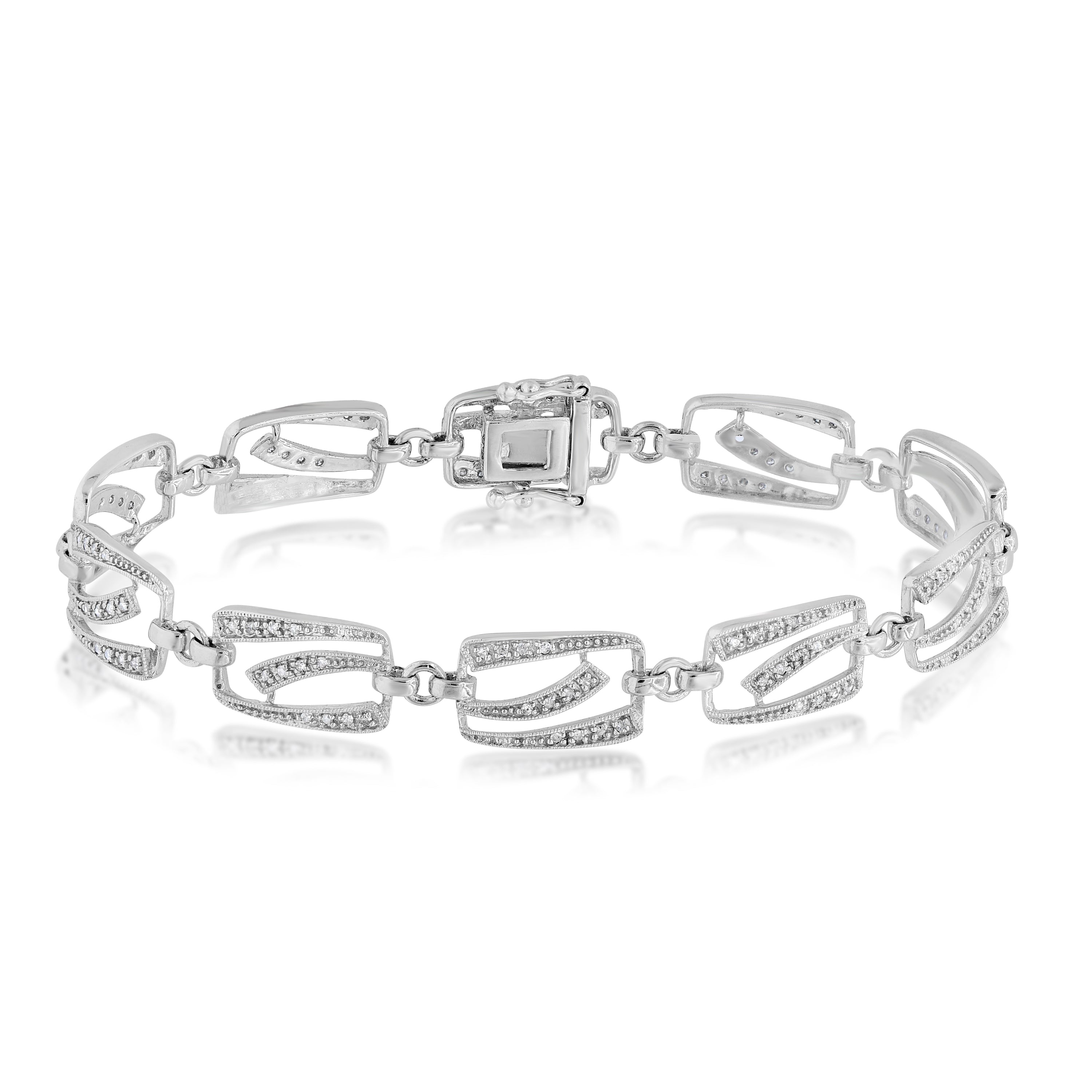 0.48 ct. Diamond 14K White Gold Square Link Bracelet