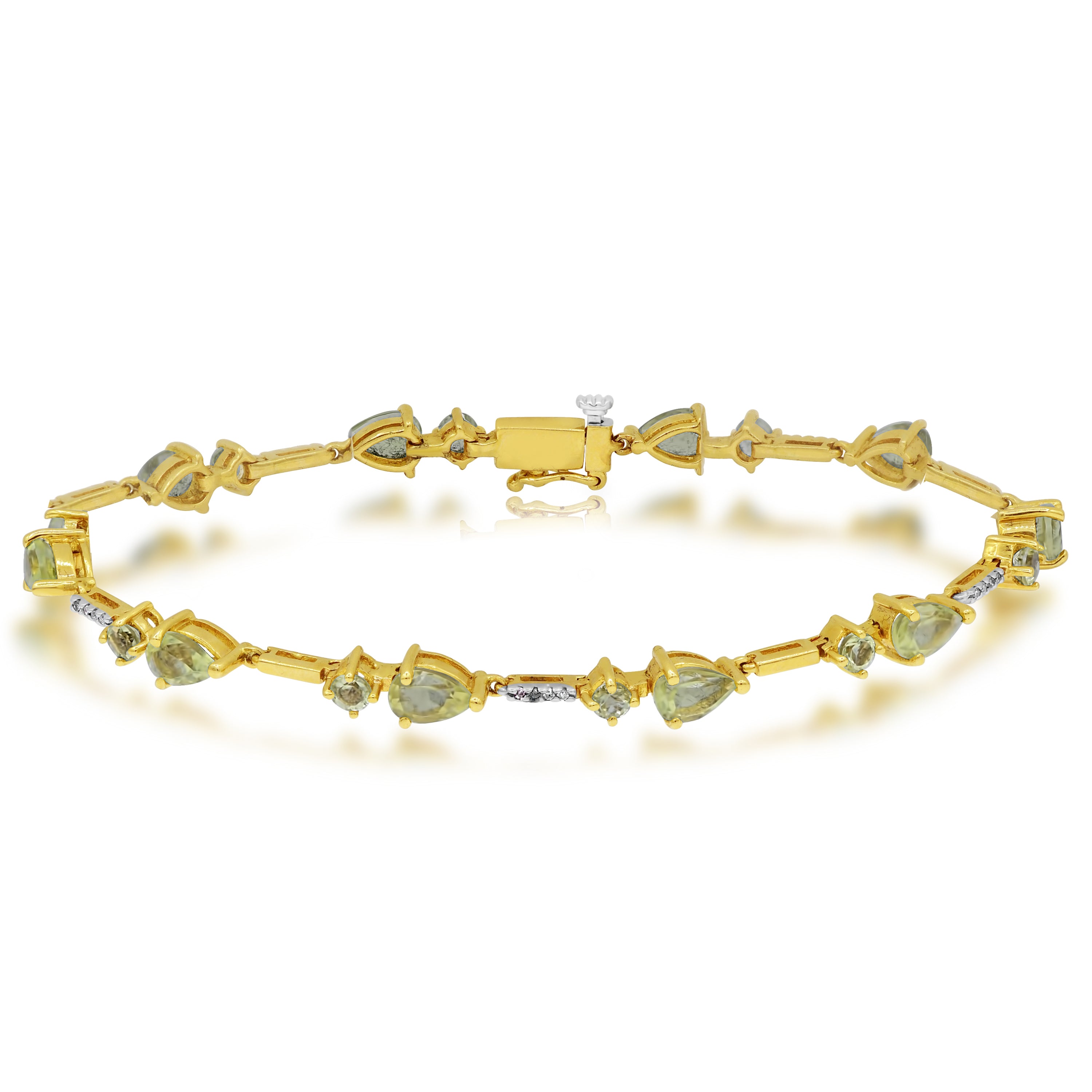 5.07 ct. Lemon Quartz & 0.05 ct. Diamond 14K Yellow Gold Link Bracelet