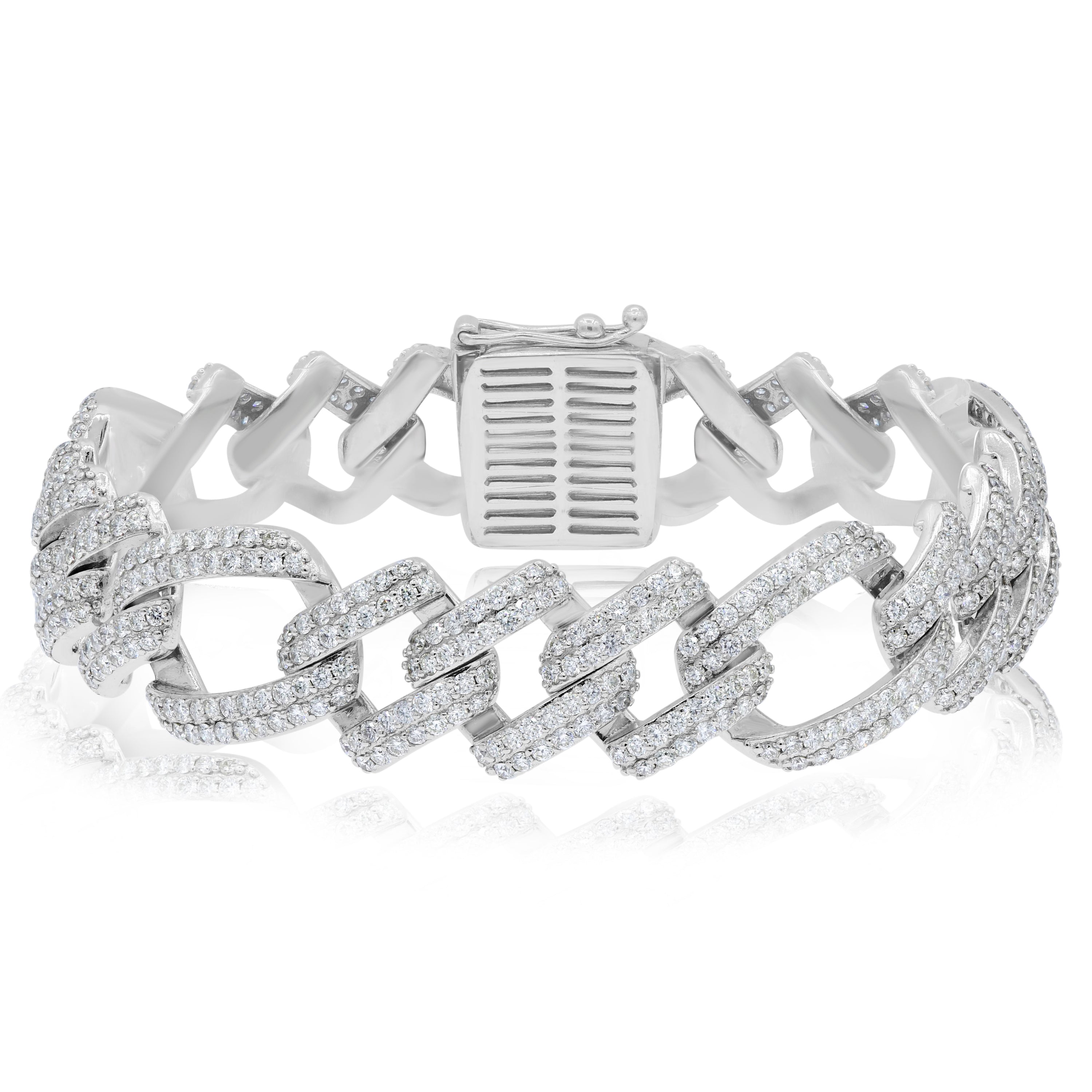 11.29 ct. Diamond 14K Yellow Gold Miami Curb Link Bracelet 8.5"