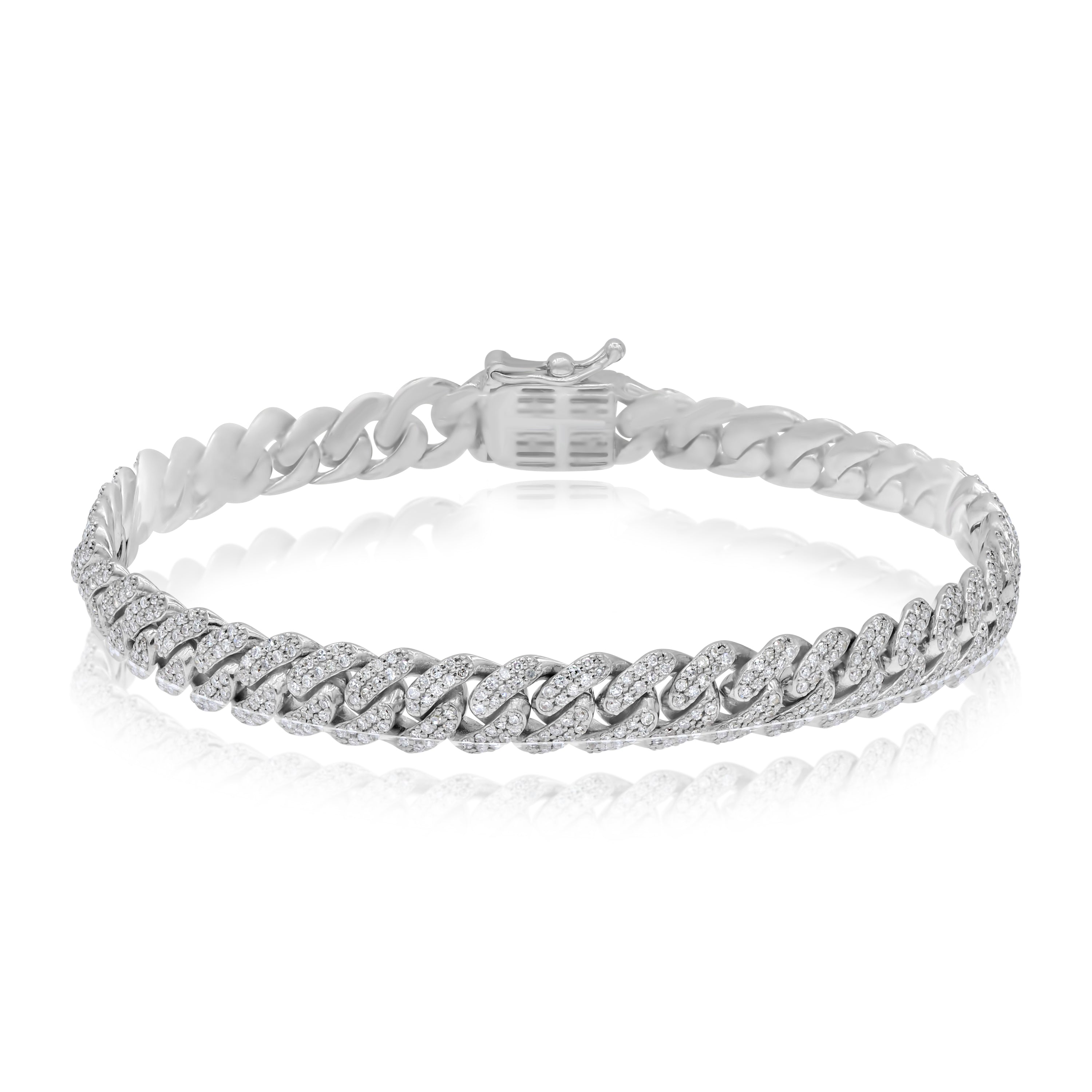 3.18 ct. Diamond 14K White Gold Cuban Link Bracelet