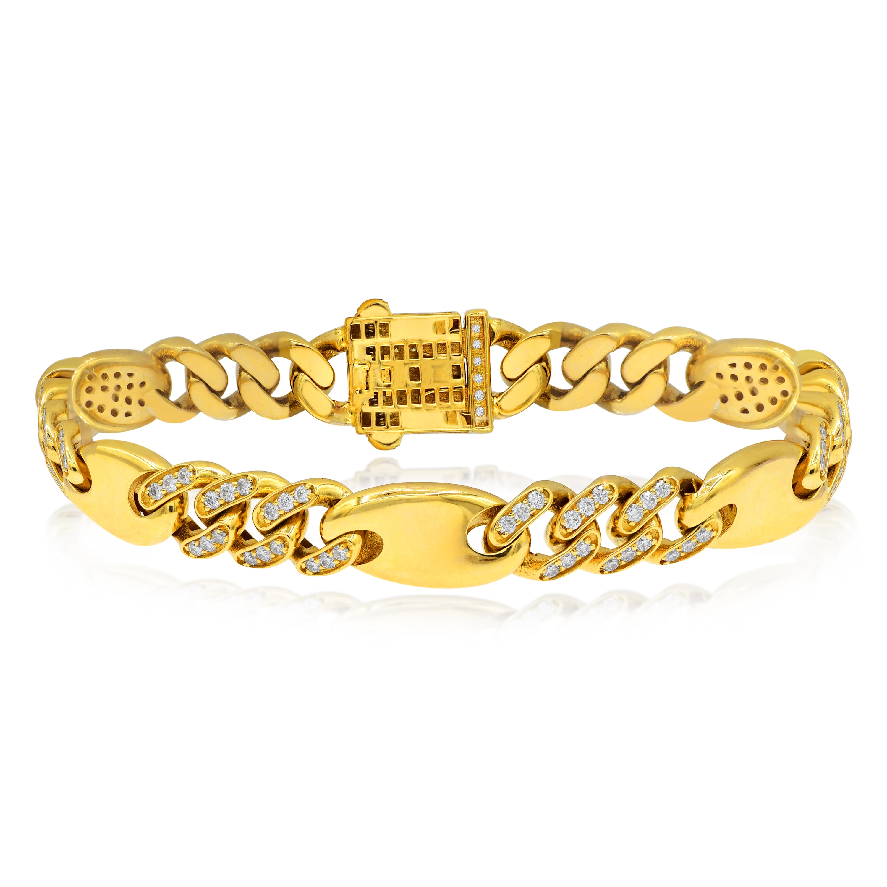 2.85 ct. Diamond 14K Yellow Gold Miami Cuban Link Bracelet