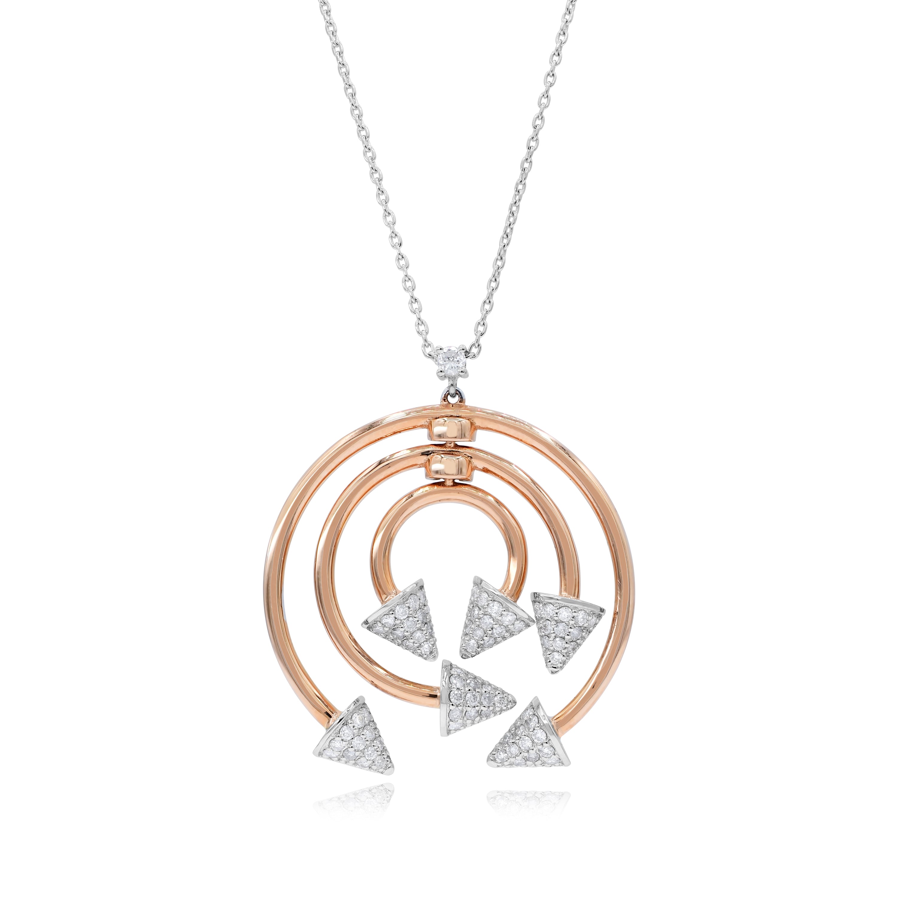 0.73 ct. Diamond 18K Two Tone Gold Rounded Arrow Necklace