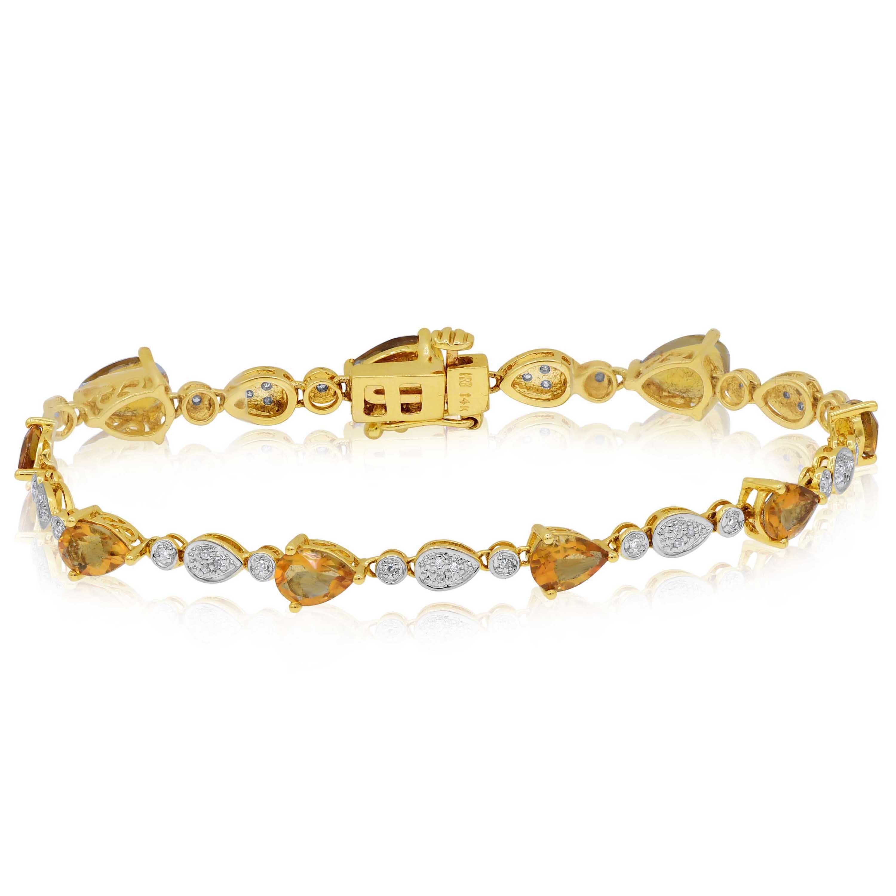 5.67 ct. Citrine & 0.2 ct. Diamond 14K Yellow Gold Bracelet