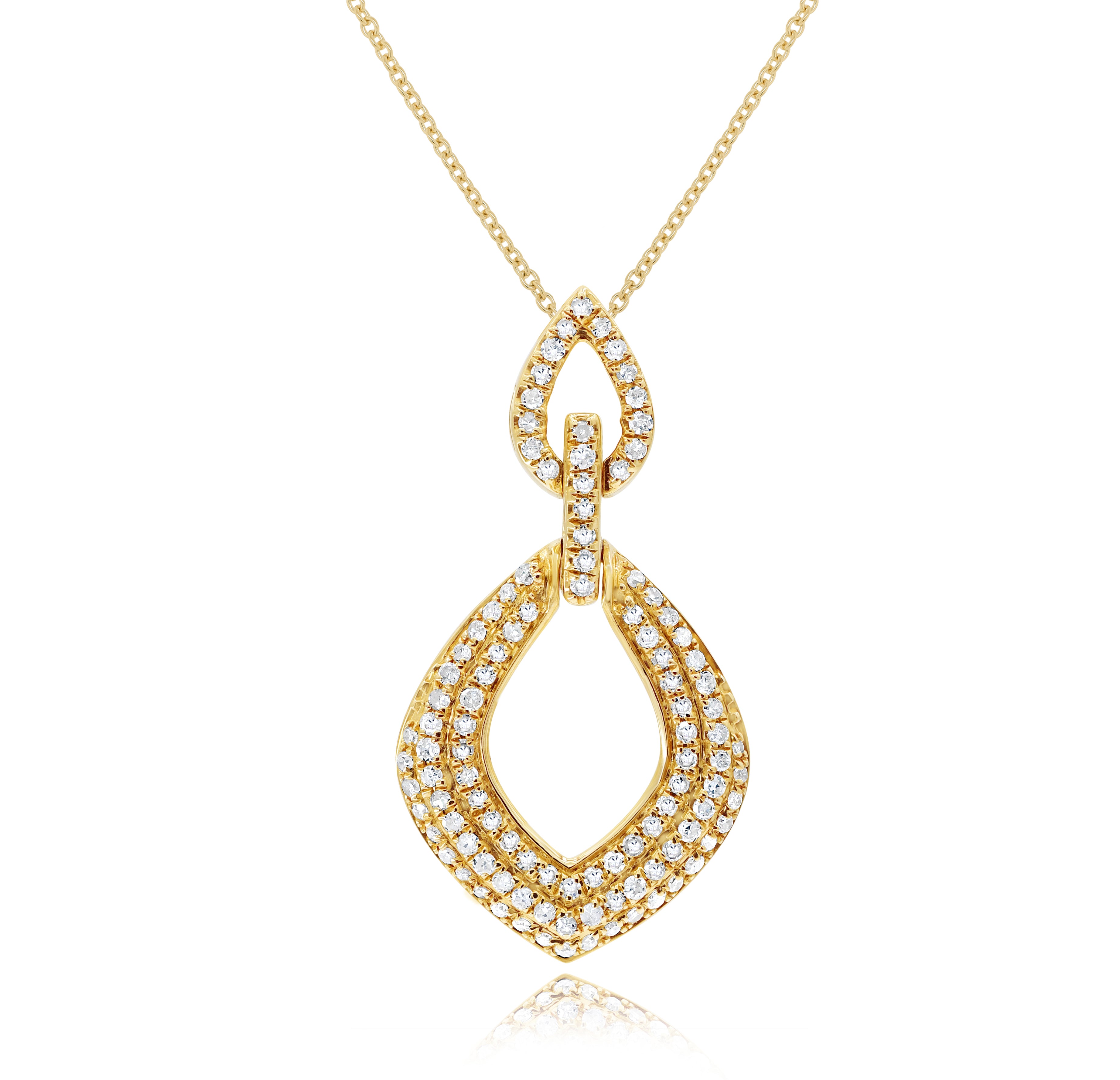 0.49 ct. Diamond 14K Yellow Gold Open Teardrop Pendant